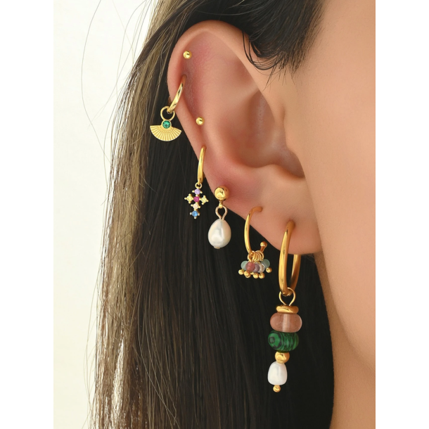 Forgyldt reringe st - 7 stk. - Farvede