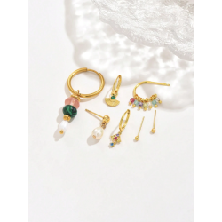 Forgyldt reringe st - 7 stk. - Farvede