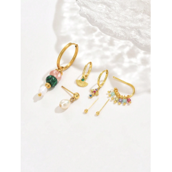 Forgyldt reringe st - 7 stk. - Farvede