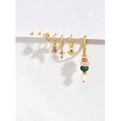 Forgyldt reringe st - 7 stk. - Farvede