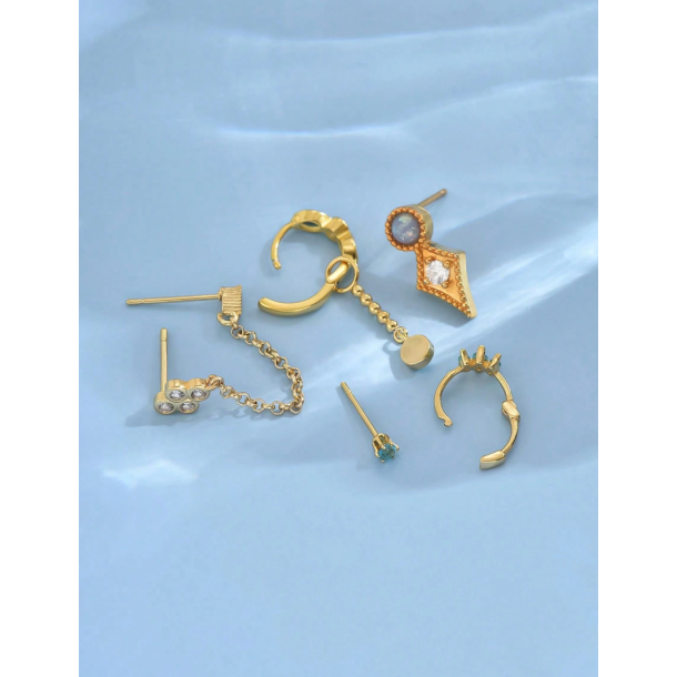 Forgyldt reringe st - 5 stk. - Bl