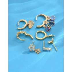 Forgyldt reringe st - 7 stk. - Farvede