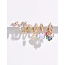 Forgyldt reringe st - 7 stk. - Farvede