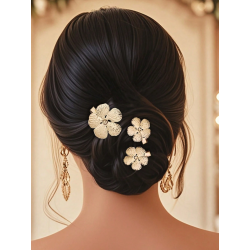 3 stk. Blomster hrspnder - Forgyldt