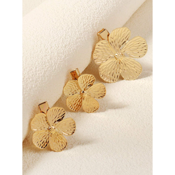 3 stk. Blomster hrspnder - Forgyldt