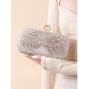 Champange Clutch taske dekoreret med smuk glimmer stof