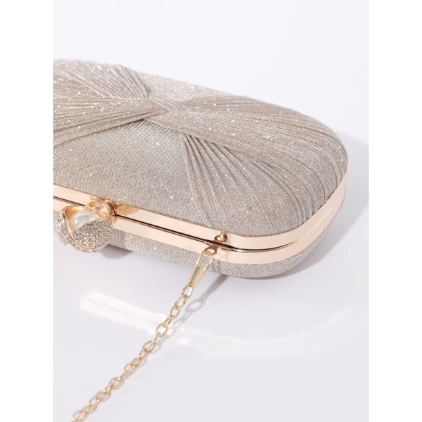 Champange Clutch taske dekoreret med smuk glimmer stof