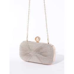Champange Clutch taske dekoreret med smuk glimmer stof