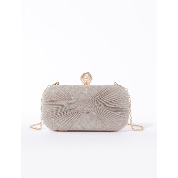 Champange Clutch taske dekoreret med smuk glimmer stof