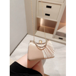 Champange farvet Clutch taske dekoreret med de smukkeste rhinesten