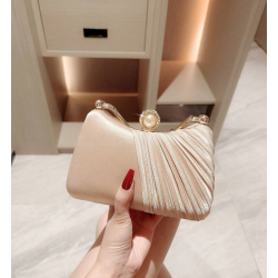 Champange farvet Clutch taske dekoreret med de smukkeste rhinesten