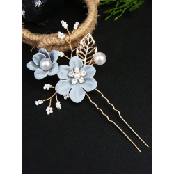 Guld farvet hrnl med blomster og rhinesten - Sart bl