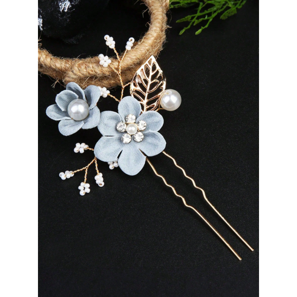 Guld farvet hrnl med blomster og rhinesten - Sart bl