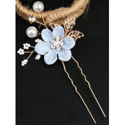 Guld farvet hrnl med blomster og rhinesten - Sart bl