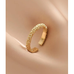 Justerbar ring i hamret mnster - Guld farvet