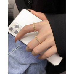 Justerbar ring i hamret mnster - Guld farvet