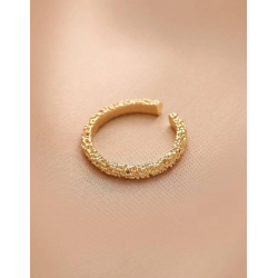 Justerbar ring i hamret mnster - Guld farvet