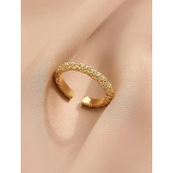 Justerbar ring i hamret mnster - Guld farvet