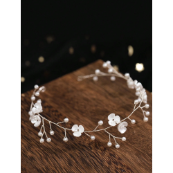 Hr smykke med fine hvide blomster - Slv