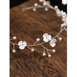 Hr smykke med fine hvide blomster - Slv