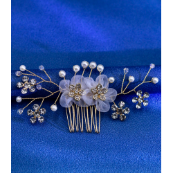 Forgyldt hrnl med de fineste blomster og perler 