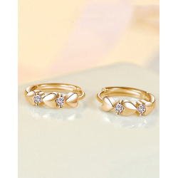 Hoops med hjerter og smukke zirkonia sten - Forgyldt