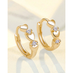 Hoops med hjerter og smukke zirkonia sten - Forgyldt