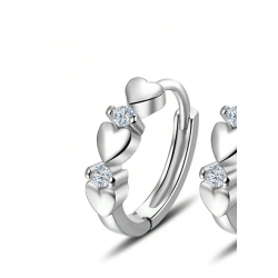 Hoops med hjerter og smukke zirkonia sten - Slv