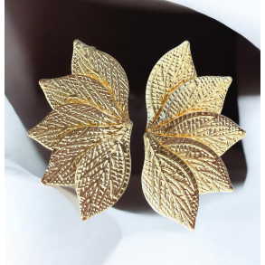 Forgyldt oversize reringe formet som blade