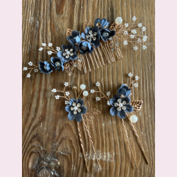 H�rsmykke s�t � blomster &amp; perler (3 stk)