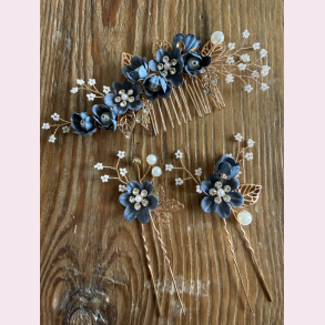 H�rsmykke s�t � blomster & perler (3 stk)