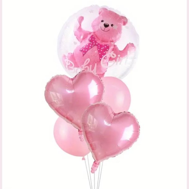 Lyserd bjrn folieballon St - Perfekt til 1. Fdselsdag