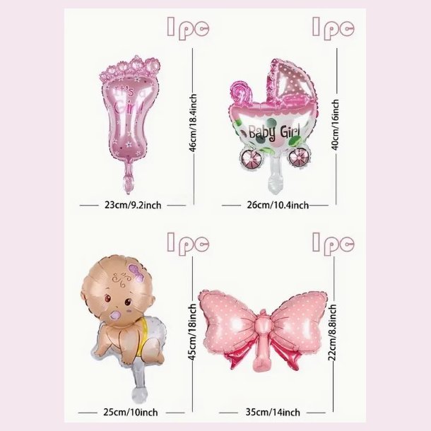 Lyserd folieballon St 4 stk