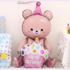 Stor glad fdselsdagsbjrn - Lyserd