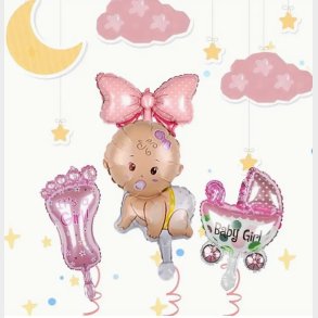 Lyserd folieballon St 4 stk