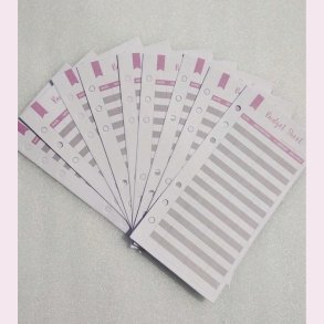 12 stk. A6 Farverige Budgetplanlgningskort med 6-Rings Ringbind