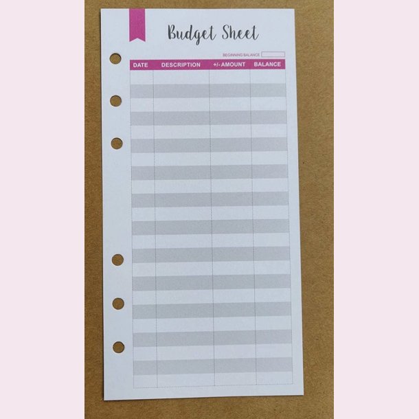 12 stk. A6 Farverige Budgetplanlgningskort med 6-Rings Ringbind