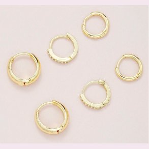 Hoops reringe med zirkonia sten, st med 6 stk - Gylden