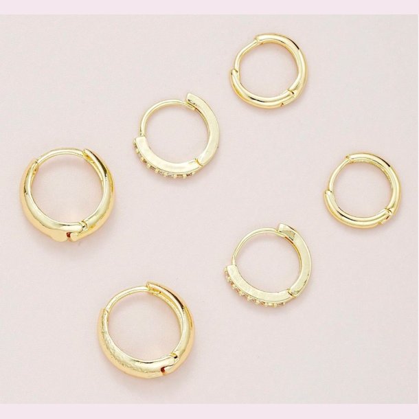 Hoops reringe med zirkonia sten, st med 6 stk - Gylden