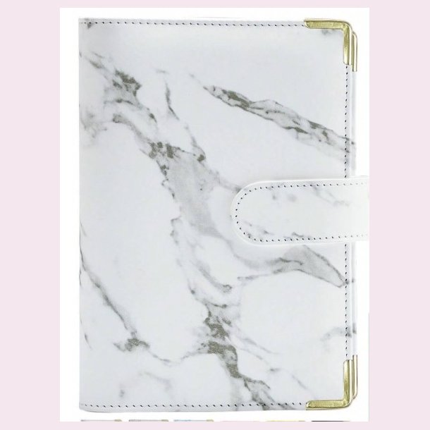 A6 Cash stuffing binder - Hvid med marmor effekt