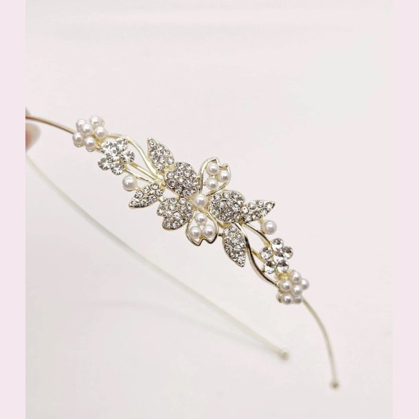 Guldfarvet hrbjle med rhinesten og fine sm perler