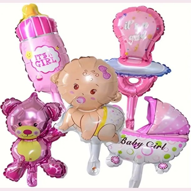 Lyserd folieballon St 5 stk