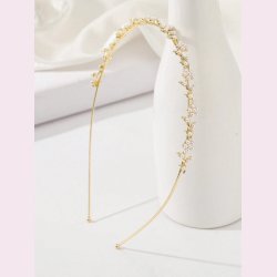 Hrbjle med smukke blomster og hvide perler - Forgyldt