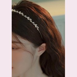 Hrbjle med smukke hvide perler - Forgyldt