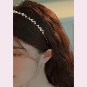 Hrbjle med smukke hvide perler - Forgyldt