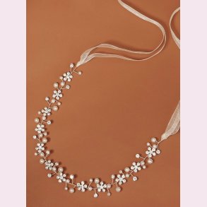 Satin hrbnd med de smukkeste rhinestone og smukke perler