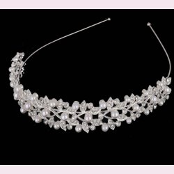 Hrbjle med krystalperler og hvide perler - Slv