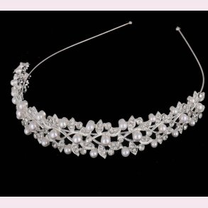 Hrbjle med krystalperler og hvide perler - Slv