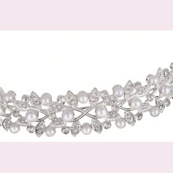 Hrbjle med krystalperler og hvide perler - Slv