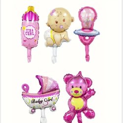 Lyserd folieballon St 5 stk